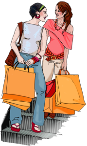 Ilustração de raparigas em compras